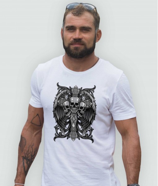Мъжка тениска с щампа Готика Cross skull